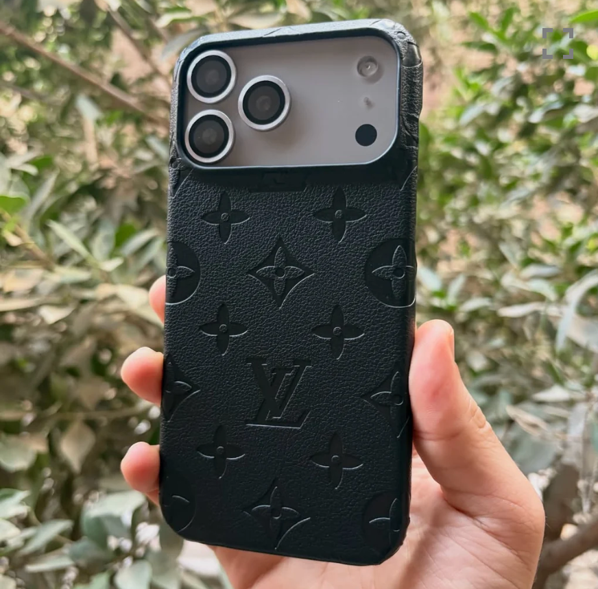 LV Monogram Leather Style iPhone Case – Black Luxury Protective Cover — photo 2